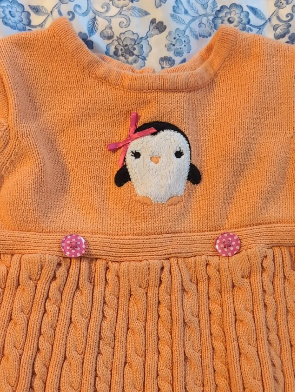 Gymboree Peach Knit Dress with Penguin